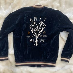 Maison Scotch Velvet Bomber Jacket Size 2